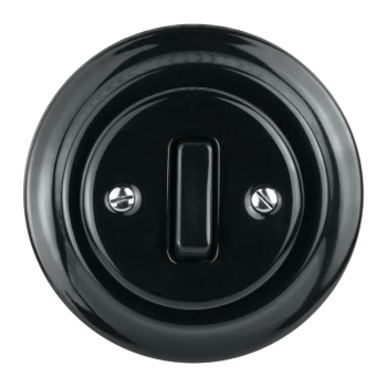 Włącznik światła z ramką, ceramiczny, montaż podtynkowy, kolor czarny Ceramic Loft