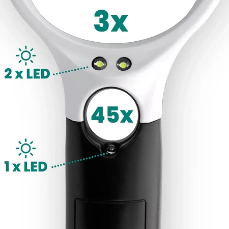 Lupa / szkło powiększające z podświetleniem LED everActive MG-01 (x3/x45)