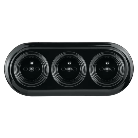 Ramka potrójna ceramiczna czarna Ceramic Loft