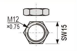 Nakrętka sześciokątna M12x0.75x4mm, do gniazd 4mm serii 32xx, SEB 26xx