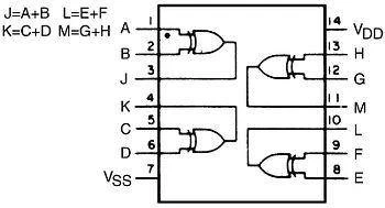 Bramka XOR 4030 - 4 kanały - 3÷15V - DIP14