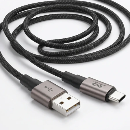 Kabel USB-A - USB-C, 3 A, 1,2 m, czarny, Miccell, MIC-003757
