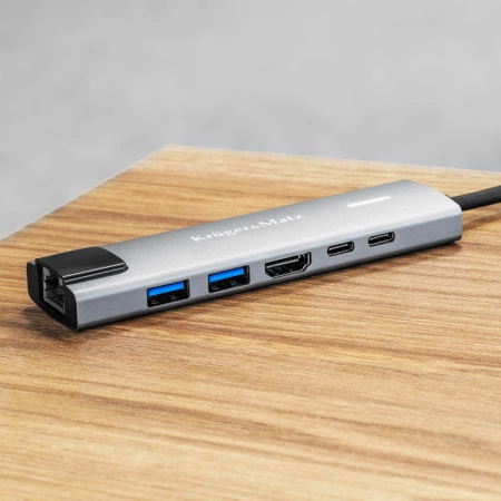 Adapter USB-C na HDMI, 2x USB3.0, 2x USB typu C, RJ45, Kruger&Matz