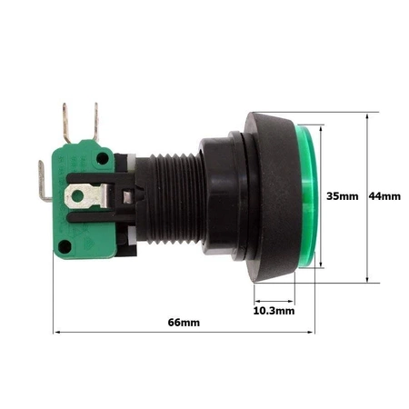 Przycisk do gier HG1-2S ON-(ON) podświetlany 12V, zielony