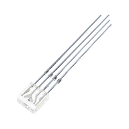 Dioda LED RGB 2 × 5 mm prostokątna, wspólna anoda, 4 wyprowadzenia