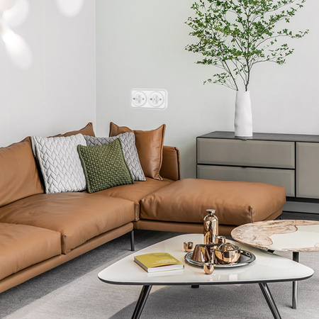 Włącznik światła pojedynczy kołyskowy ceramiczny, okrągły podtynkowy biały Ceramic Loft