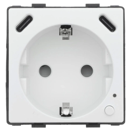 Gniazdko pojedyncze Schuko 2x USB-C 20W - watomierz - WiFi / BT - szklana ramka - biały - Tawoia Glass