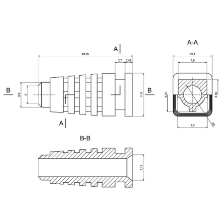 Odgiętka, przepust 5mm czarny