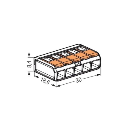 Szybkozłączka WAGO 221-415 z dźwigniami na 5 przewodów, drut i linka 0,2-4mm², 32A 450V