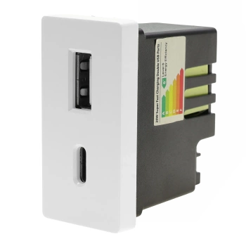 Moduł 1/2 - ładowarka USB 20W super fast USB A+C - biały - kompatybilny z ramkami Tawoia Glass