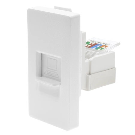 Moduł 1/2 - gniazdo RJ45 Ethernet Cat6 - biały - kompatybilny z ramkami Tawoia Glass