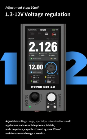 Zasilacz warsztatowy USB Power Box 2.0, 1,3–12 V, 45 W, regulowany, Mechanic
