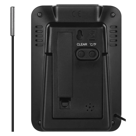 Termometr E0121 z sondą, -40 °C do +60 °C, budzik, zegar