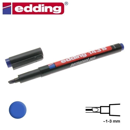Pisak permanentny edding 143B niebieski do PCB, folii i szkła, linia 1–3 mm