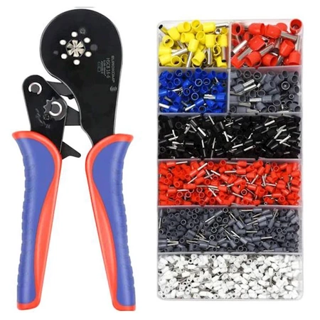 Zestaw tulejek - końcówek kablowych izolowanych 1800szt + zaciskarka
