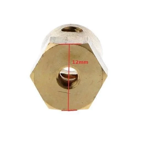 Piasta sześciokątna 12 mm do koła na oś 3 mm z mosiądzu do DIY