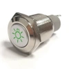 Przycisk wandaloodporny PBW-16BŻ monostabilny 2A 250V klawisz płaski symbol żarówki podśw zielone