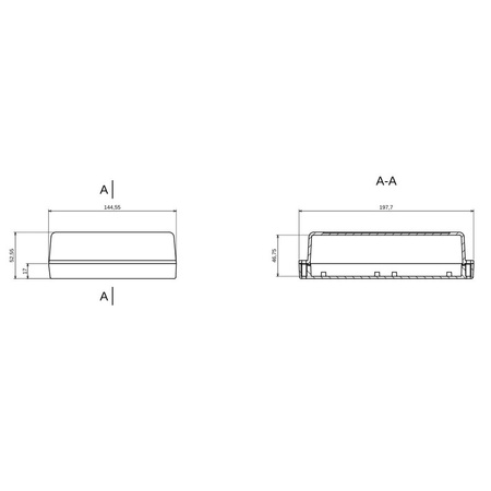Obudowa uniwersalna z panelami bocznymi 144,6 mm × 197,8 mm × 52,6 mm z PS, kolor czarny Z46 KRADEX