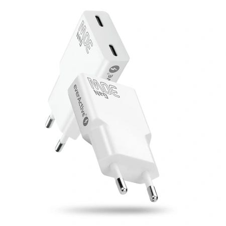 Ładowarka sieciowa everActive SC-385Q 2xUSB-C 30W BIAŁA