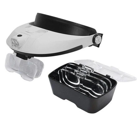 Lupa nagłowna LED MG81001-G, 2LED, 5 wymiennych szkieł