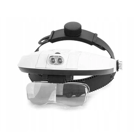 Lupa nagłowna LED MG81001-H, 2LED, 5 wymiennych szkieł, 2 paski regulacyjne