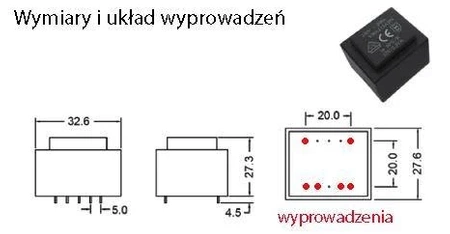 Transformator 1.5VA zalewany 230Vac (12V, 12V) 0.06A