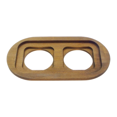 2x Gniazdo elektryczne Schuko okrągłe czarne z ramką podwójną ciemne drewno, montaż podtynkowy, Ceramic Loft