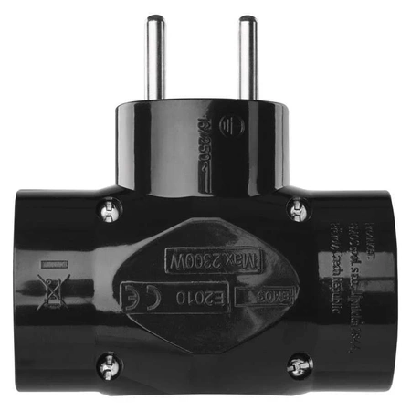 Rozgałęźnik sieciowy 230V, 3 gniazda, 10A, czarny, EMOS P0030