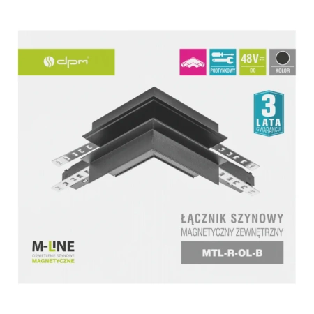 Łącznik kątowy do szyny magnetycznej zewnętrzny podtynkowy czarny M-LINE