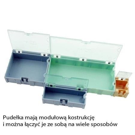 Pudełko, pojemnik modułowy z klapką, PK1