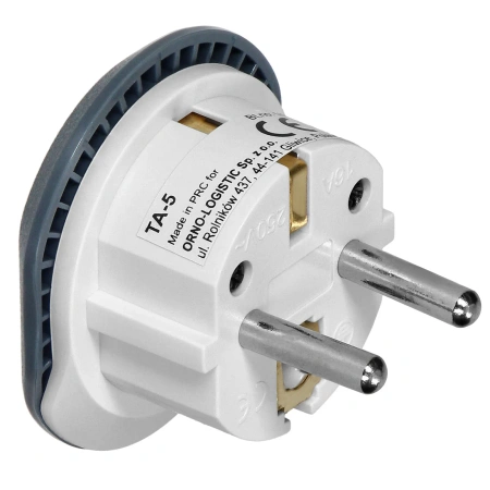 Adapter podróżny Virone TA5 Go To Europe 230V 13A – przejściówka europejska E/F z gniazdem uniwersalnym