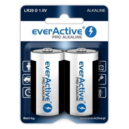 Bateria R20 (D) 1.5V alkaliczna everActive Pro, 2szt