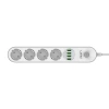 Listwa zasilająca 4 gniazda + 4× USB, przewód 2 m, 10 A, z włącznikiem, biała, LDNIO