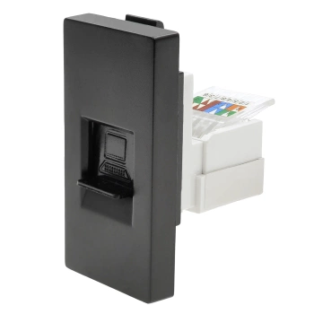 Moduł 1/2 - gniazdo RJ45 Ethernet Cat6 - czarny - kompatybilny z ramkami Tawoia Glass