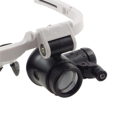 Lupa nagłowna, okulary zegarmistrzowskie, powiększenie 8x i 23x, 2 diody LED