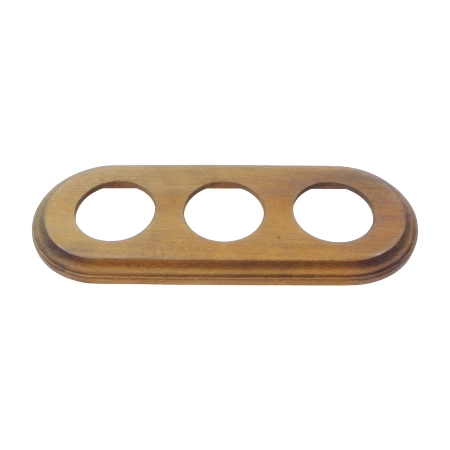 2x Gniazdo elektryczne okrągłe + Gniazdo USB A+C 4A czarne z ramką potrójną ciemne drewno, montaż podtynkowy, Ceramic Loft