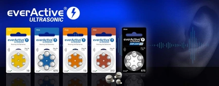 Baterie do aparatów słuchowych everActive ULTRASONIC typ 10 / PR70, 6 sztuk