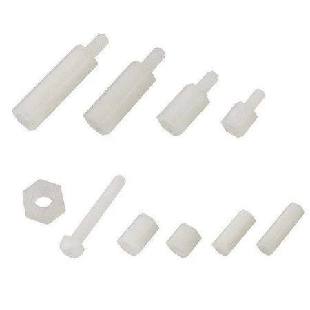 Zestaw 120 sztuk nylonowych śrub i tulejek dystansowych M3 - 5/10/15/20mm