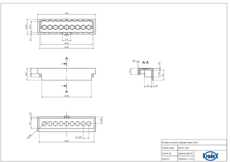 Maskownica pod gniazda ZD3TC5.08J ABS V0: 4 sztuki (ZD1006,ZD1009)