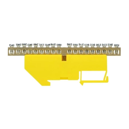 Listwa zaciskowa dla uziemienia PE, 18 przewodów, szyna DIN, żółta, ORNO 8204