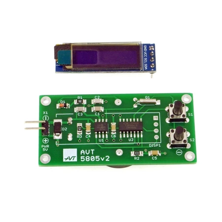 Zegar RTC z kalendarzem, budzikiem i stoperem, wyświetlacz OLED - zlutowany KIT AVT 5805