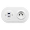 Gniazdo USB A+C 4A + Gniazdo elektryczne okrągłe z ramką podwójną, białe, montaż podtynkowy, Ceramic Loft