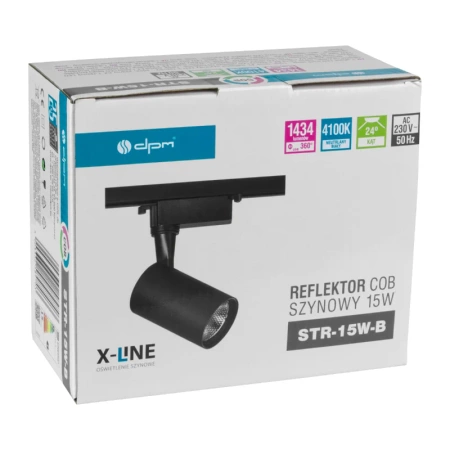 Reflektor szynowy LED 15W, 1434lm, 4100K, czarny