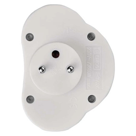 Rozgałęźnik sieciowy 230V, 2 gniazda, 16A, biały, włącznik, EMOS P0062
