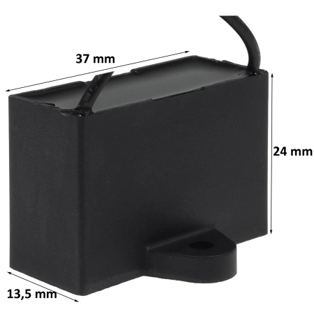 Kondensator rozruchowy do silnika 1.5uF 450VAC, przewody 20cm, 37x13.5x24mm