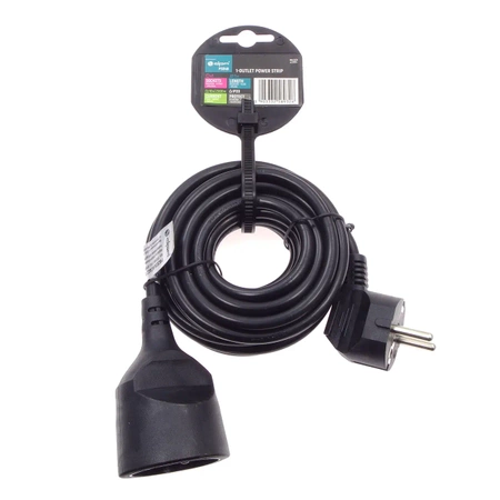 Przedłużacz 5m, 1 gniazdo, czarny, 10A, 3G1