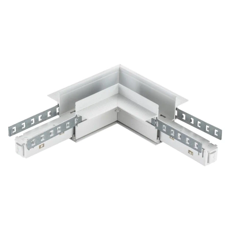 Łącznik kątowy do szyny magnetycznej poziomy podtynkowy biały M-LINE