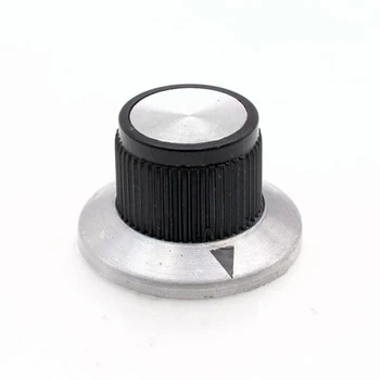 Gałka z kołnierzem do potencjometru na oś 6mm - 24x14mm - czarno-srebrna - RN-117B