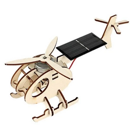 Helikopter z panelem solarnym - Auto DIY - Drewniana Zabawka Edukacyjna