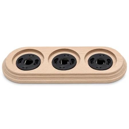 Ramka drewniana naturalna 3-modułowa do gniazd i włączników natynkowych Ceramic Classic Loft